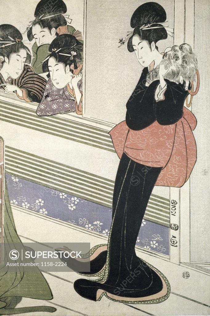 Stock Photo: 1158-2224 Yong women, Japanese woodcut