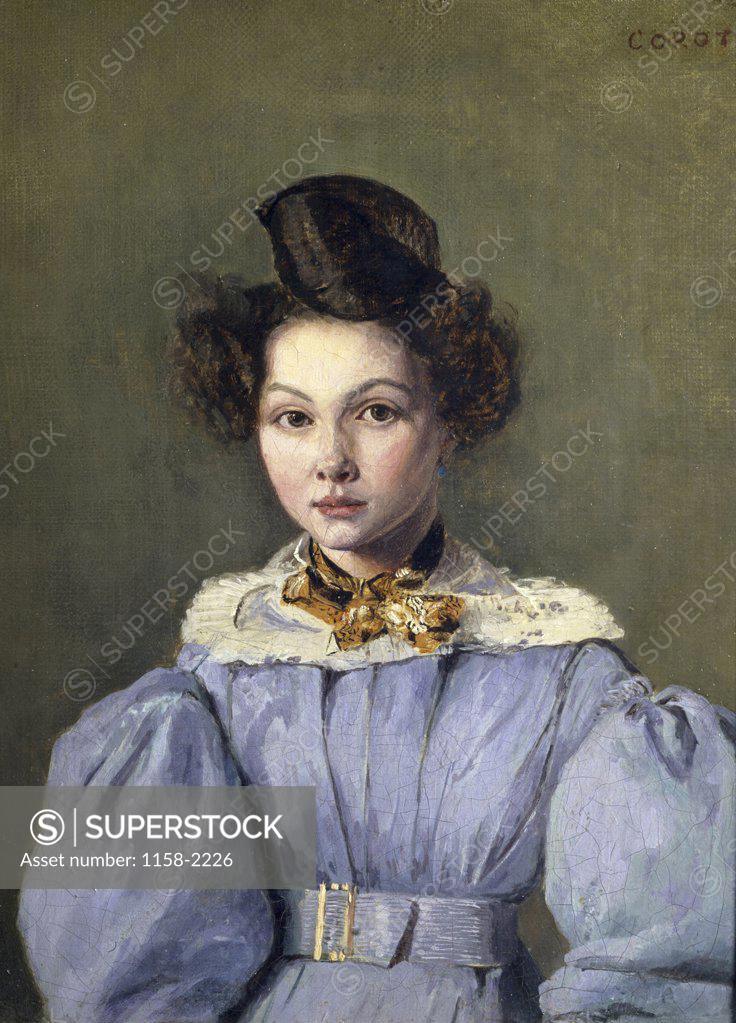 Stock Photo: 1158-2226 Portrait of Marie-Louise Laure Sennegon by Jean-Baptiste-Camille Corot, 1831, (1796-1875), France, Paris, Musee du Louvre