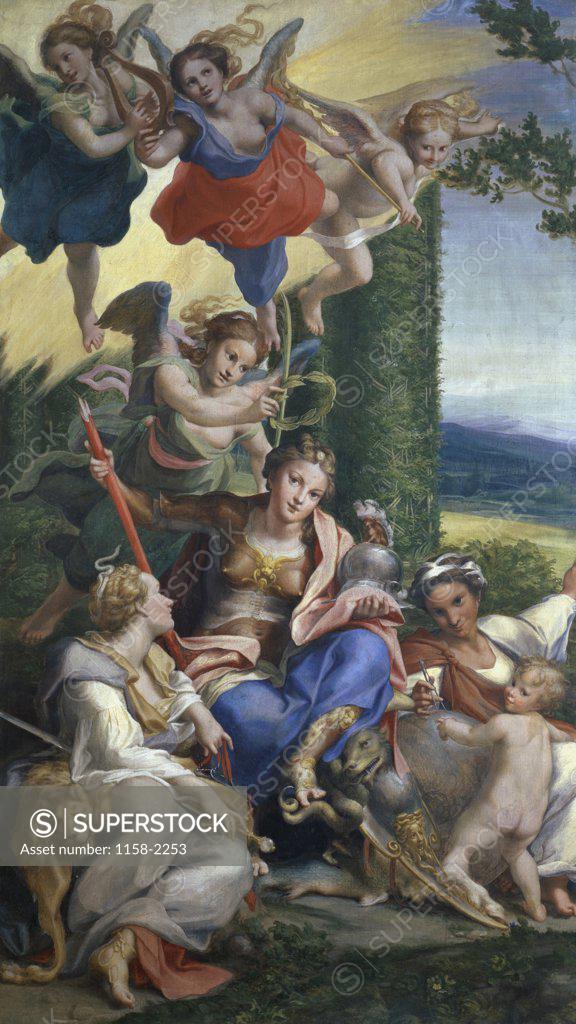 Stock Photo: 1158-2253 Allegory of the Virtues c. 1529/30  Antonio Allegri Correggio( ca. 1489/94-1534/ Italian) Muse du Louvre, Paris 
