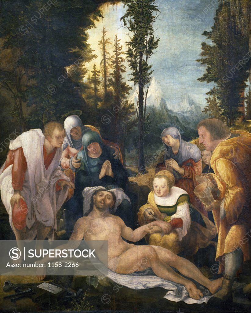 Stock Photo: 1158-2266 The Lamentation of Christ by Wolfgang Huber,  1524,  (Circa 1490-1553),  France,  Paris,  Musee du Louvre
