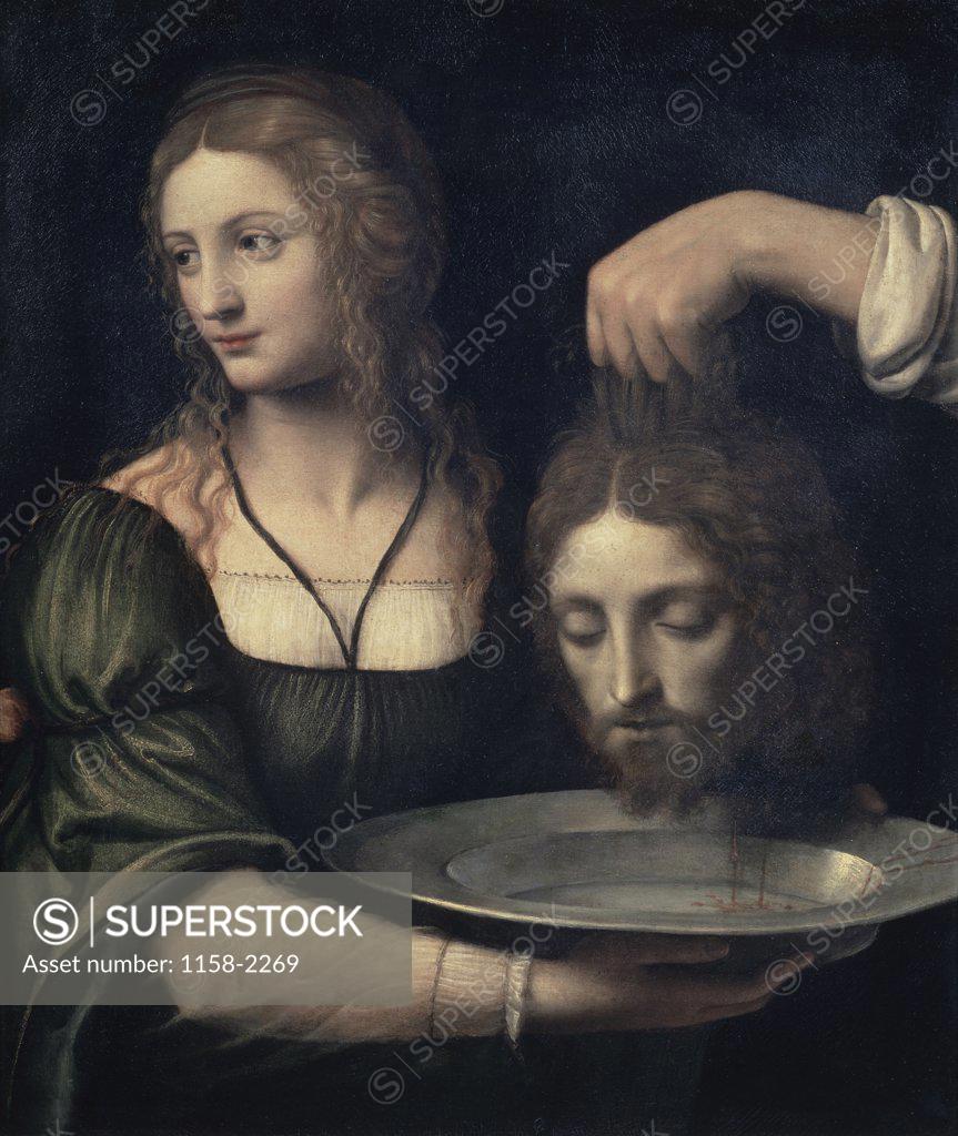Stock Photo: 1158-2269 Salome Receiving the Head of John the Baptist  16th C.  Bernardino Luini (ca. 1480-1532/Italian) Musee Louvre,Paris 