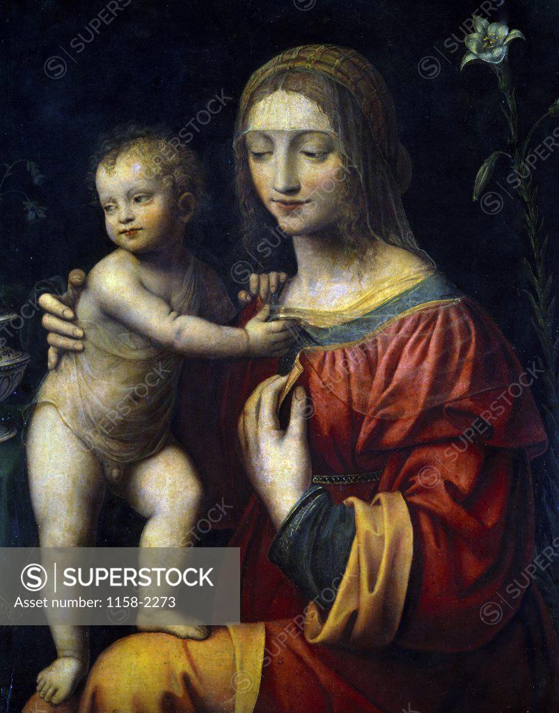 Stock Photo: 1158-2273 Virgin and Child by Bernardino Luini,  16th Century,  (Circa 1480-1532),  Musee des Beaux-Arts,  Dijon