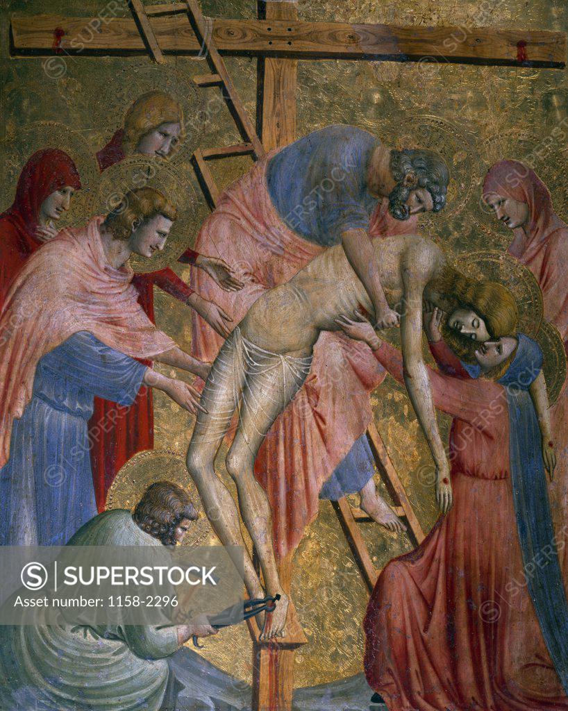 Stock Photo: 1158-2296 The Deposition from the Cross by Pietro da Rimini,  c. 1330-40,  (1309-1333),  Paris,  Musee du Louvre