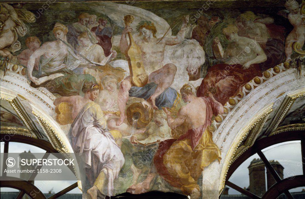 Stock Photo: 1158-2308 France, Ile-de-France, Chateau de Fontainebleau, Fresco representing The Parnassus by unknown artist, 16th Century