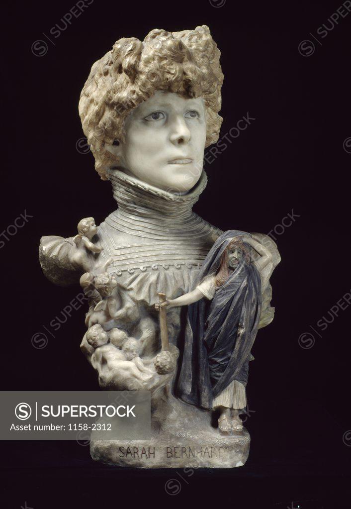 Stock Photo: 1158-2312 Bust of Sarah Bernhardt by Jean-Leon Gerome, Circa 1890, (1824-1904), France, Paris, Musee D'Orsay