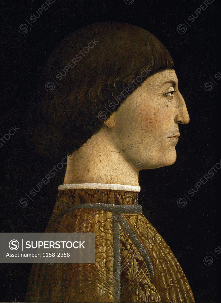 Stock Photo: 1158-2358 Portrait of Sigismondo Malatesta by Piero della Francesca, 1540, (1410 to 1420-1492), France, Paris, Musee du Louvre
