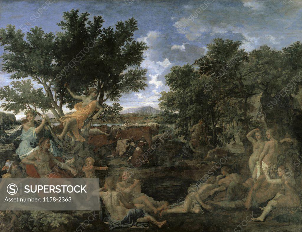 Stock Photo: 1158-2363 Apollo and Daphne  1664 Nicolas Poussin (1594-1665/French)  Oil on canvas Muse du Louvre, Paris 