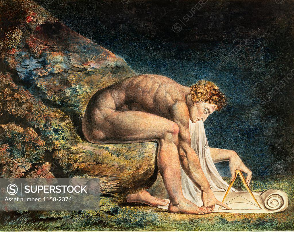 Stock Photo: 1158-2374 Newton  19th C. William Blake (1757-1827/British)  Tate Gallery, London 