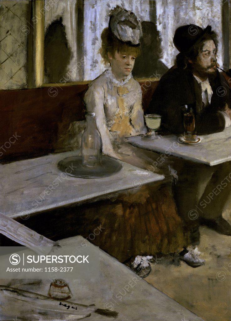 Stock Photo: 1158-2377 In a Cafe (Absinthe)  1876  Edgar Degas (1834-1917/French)  Musee d'Orsay, Paris  