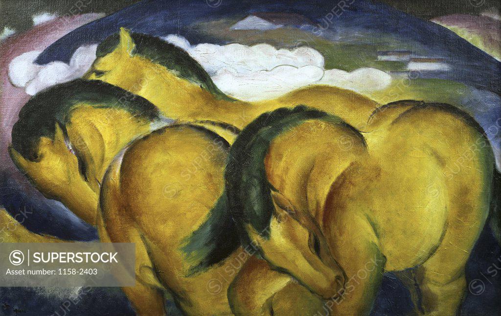 Stock Photo: 1158-2403 Little Yellow Horses 1912 Franz Marc (1880-1916/German) Staatsgalerie Stuttgart, Germany