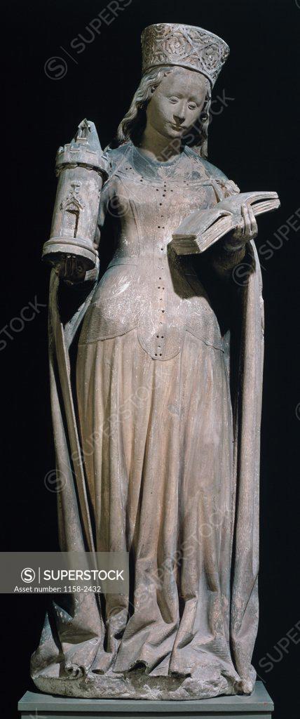 Stock Photo: 1158-2432 St. Barbara  15th C. Sculpture  St. Lazare Cathedrale 
