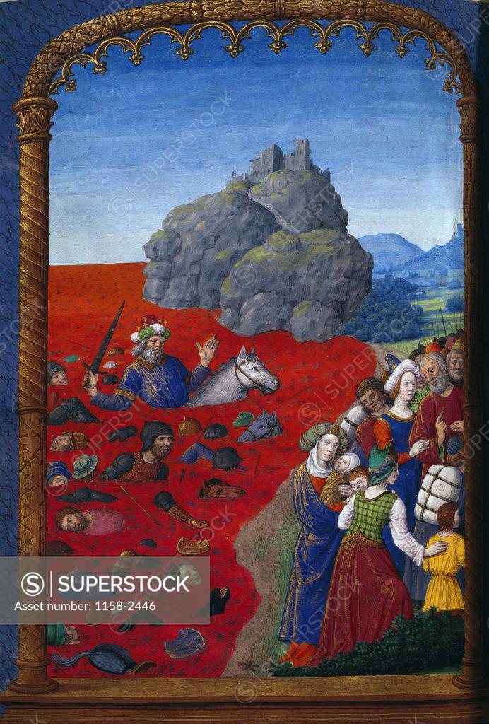 Stock Photo: 1158-2446 Parting of the Red Sea, manuscript, France, Paris, Bibliotheque Nationale