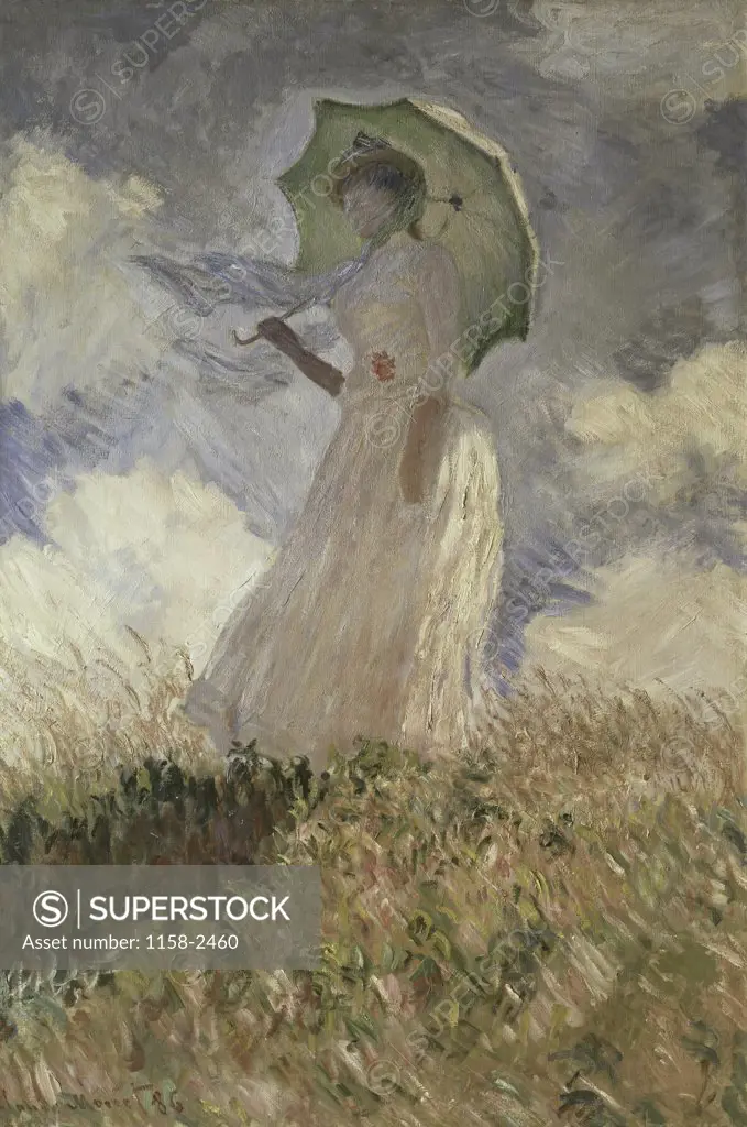 Woman with a Parasol Turned Toward the Left  (Femme a l'Ombrelle Tournee Vers la Gauche)  1886  Claude Monet (1840-1926/French)  Musee d'Orsay, Paris 