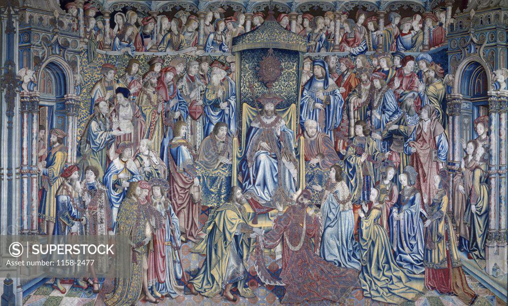 Stock Photo: 1158-2477 David and Bathsheba (Bathsheba Received at Court), tapestry, France, Ecouen, Musee Nationale de la Renaissance