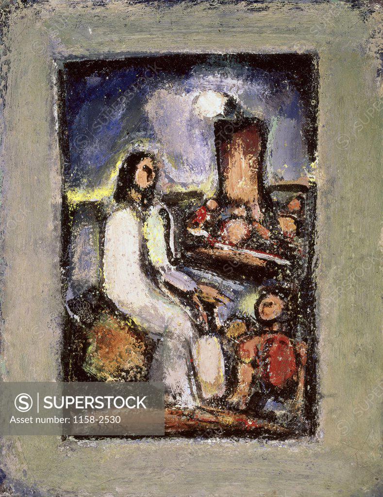 Stock Photo: 1158-2530 Scene of the Passion: Christ Seated by Georges Rouault, circa 1936, 1871-1958, USA, Texas, Private Collection
