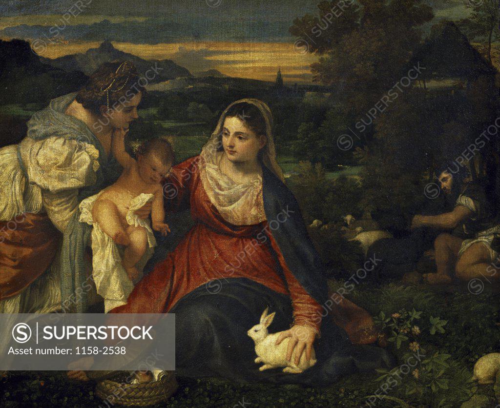 Stock Photo: 1158-2538 Virgin and Child with Saint Catherine  1530  Titian (Tiziano Vecelli) (1477/89-1576/Venetian)  Musee du Louvre, Paris 