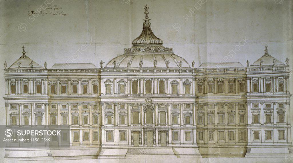 Stock Photo: 1158-2569 Study of the Louvre by Carlo Rainaldi, 1611-1691, France, Paris, Musee du Louvre