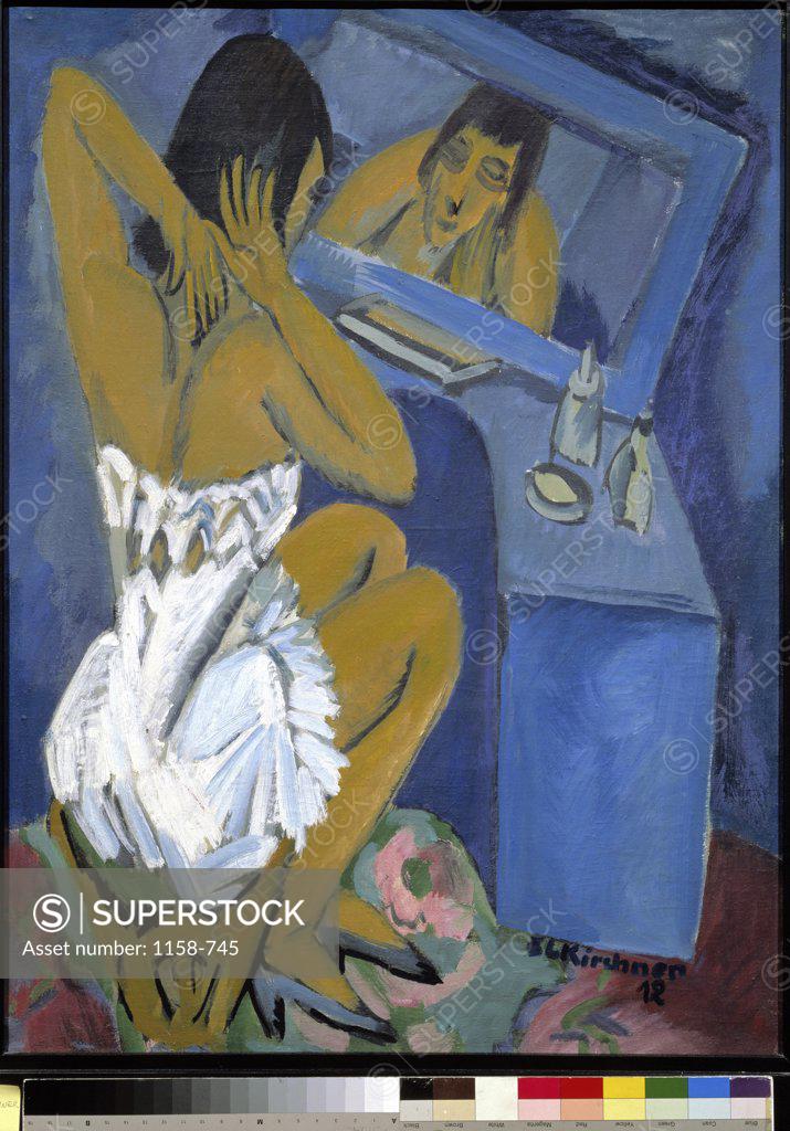 Stock Photo: 1158-745 The Dressing Table by Ernst Ludwig Kirchner, 1912, 1880-1938, France, Paris, Musee National d'Art Moderne