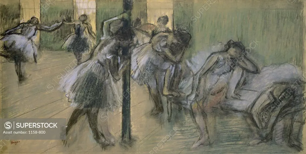 Dancers in Rehearsal Edgar Degas (1834-1917/French)  Pastel   