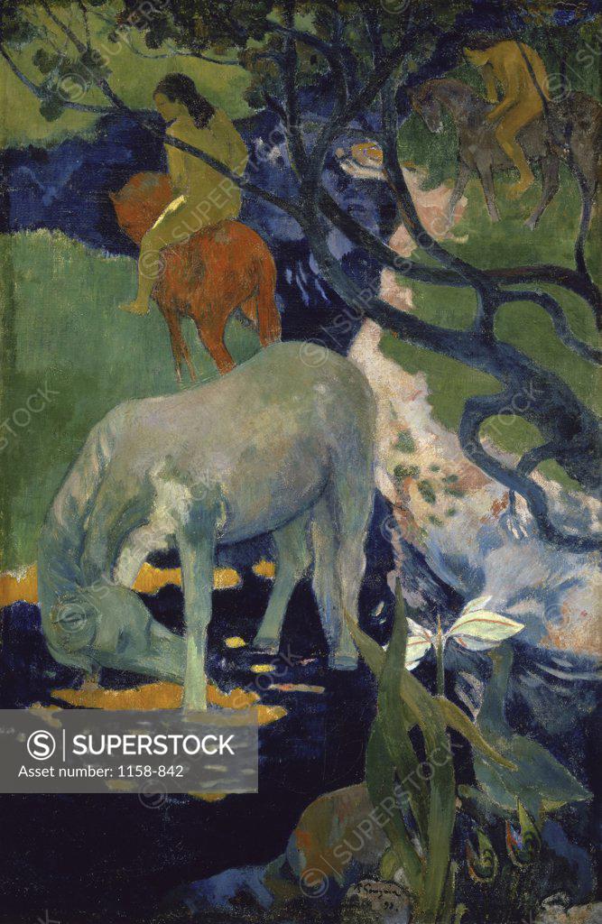 Stock Photo: 1158-842 The White Horse  (Le Cheval Blanc)  1898  Paul Gauguin (1848-1903/French)  Musee d'Orsay, Paris 