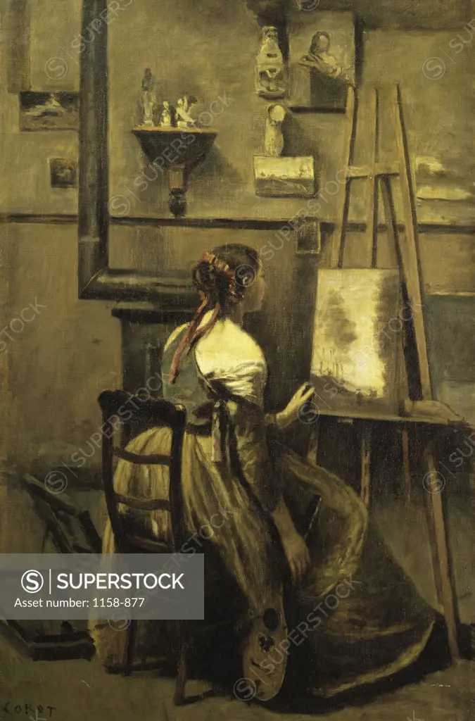 Corot's Studio  (L'Atelier de Corot) Jean Baptiste Camille Corot (1796-1875/French) 