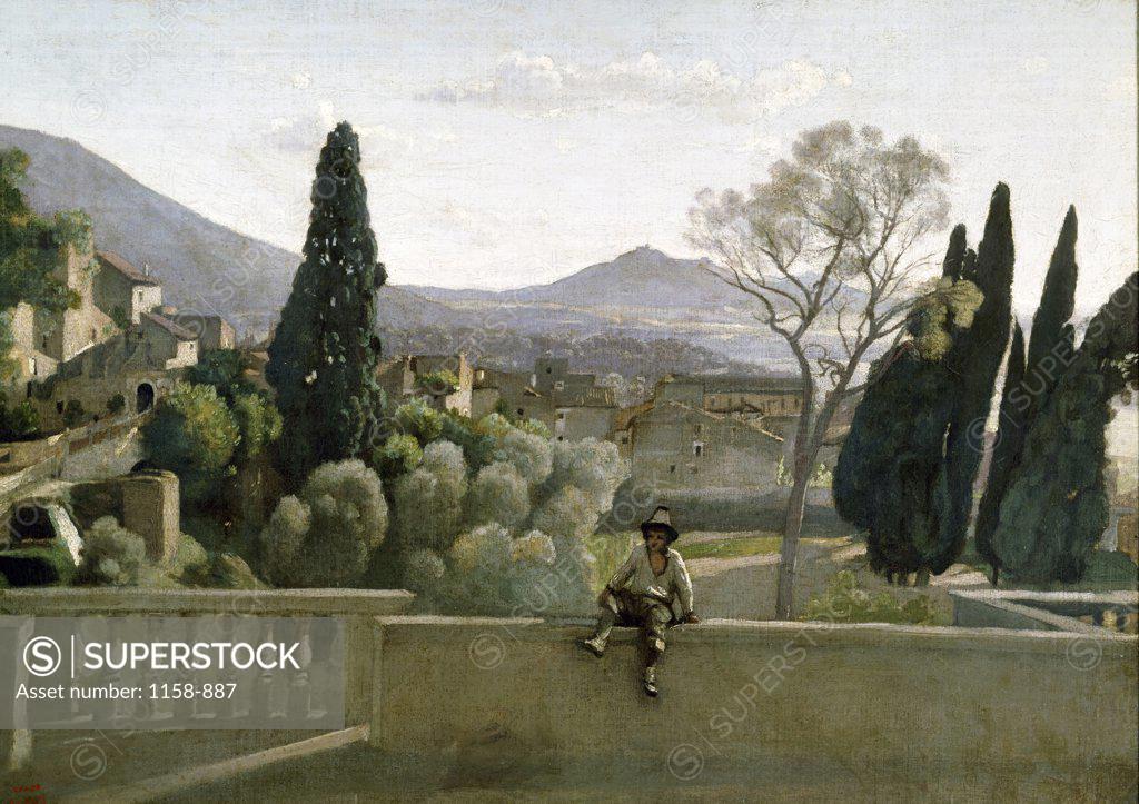Stock Photo: 1158-887 Tivoli Gardens by Jean Baptiste Camille Corot, (1796-1875), France, Paris, Musee du Louvre