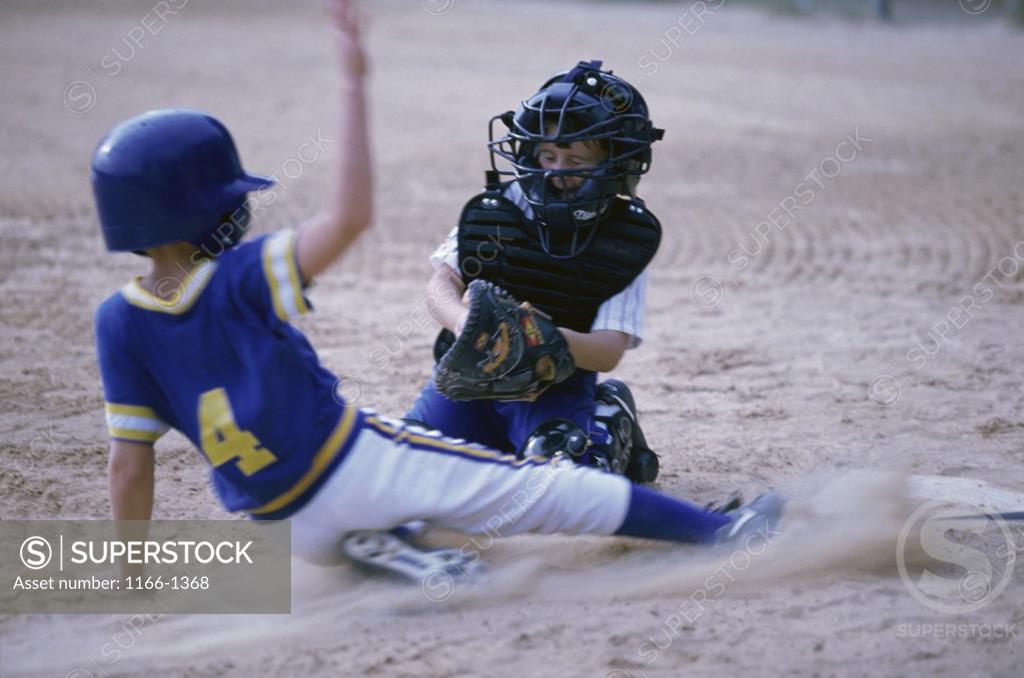 Stock Photo: 1166-1368 Two children playing baseball