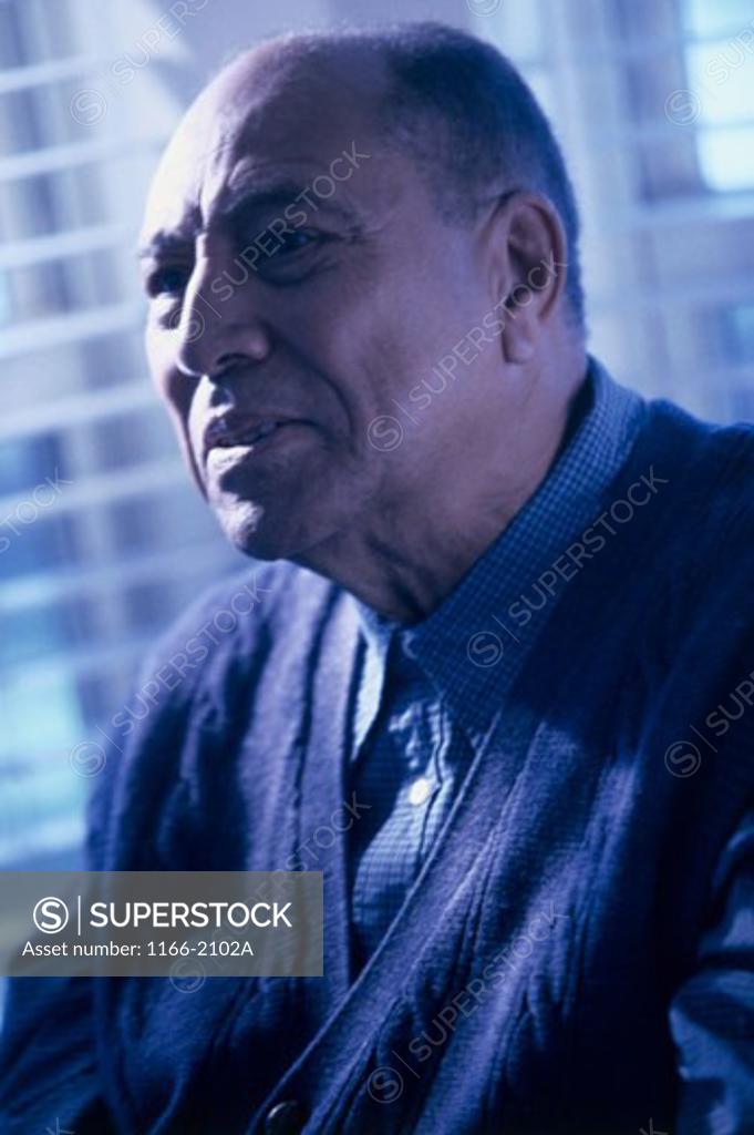 Stock Photo: 1166-2102A Close-up of a senior man looking serious