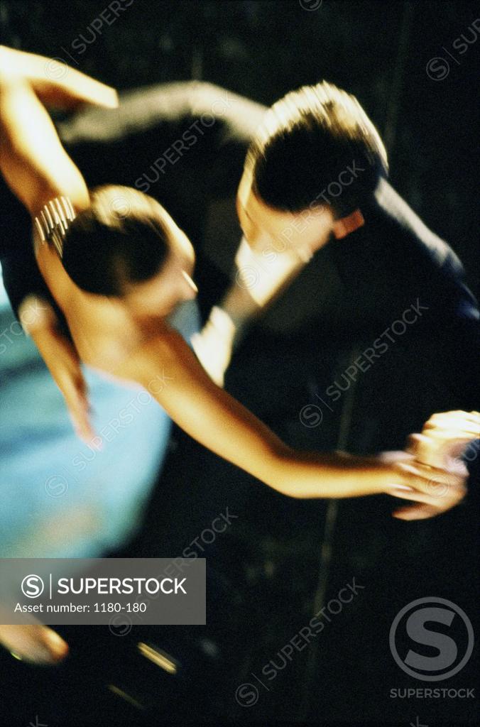 Stock Photo: 1180-180 High angle view of a young couple dancing
