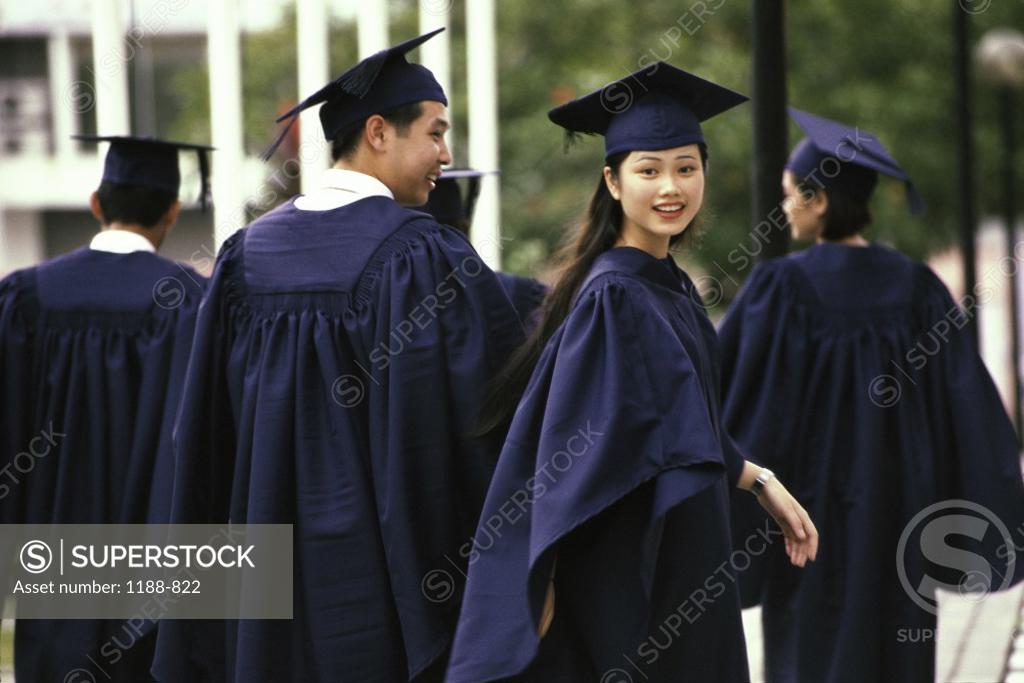 Stock Photo: 1188-822 Rear view of a group of young graduates