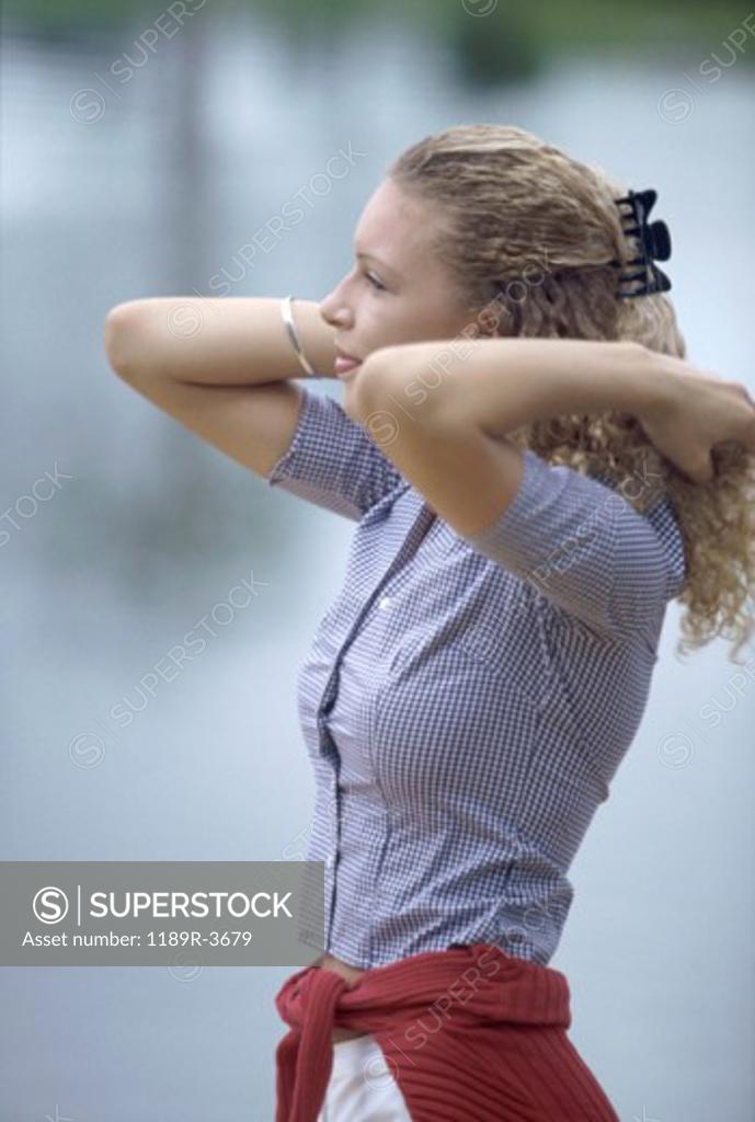 Stock Photo: 1189R-3679 Side profile of a young woman