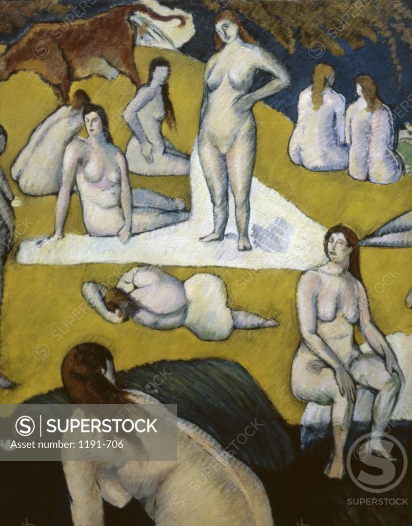 Stock Photo: 1191-706 The Bathers With A Red Cow by Emile Bernard, 1868-1941, France, Paris, Musee d'Orsay