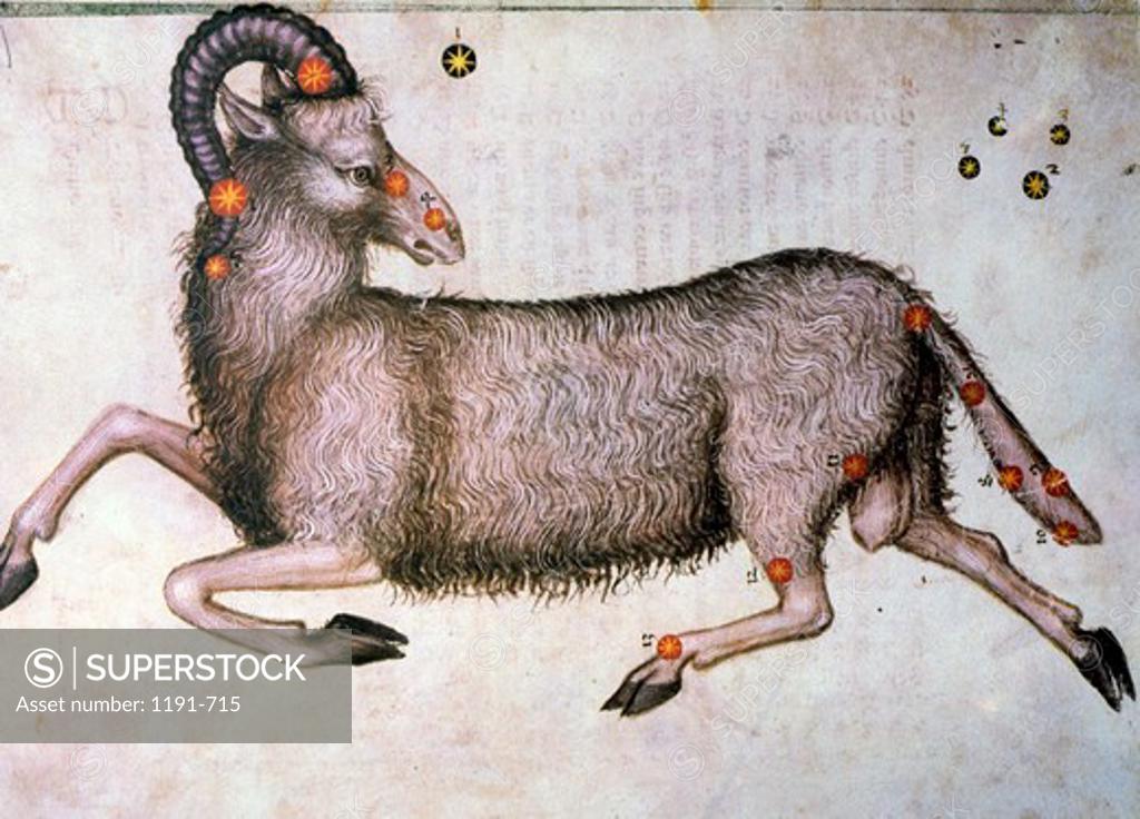 Stock Photo: 1191-715 Aries or Ram, Signs of the Zodiac by artist unknown (from Atlas Celeste De Strabov)