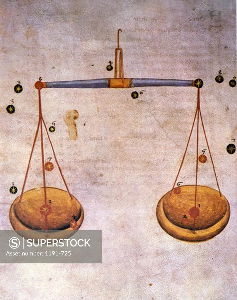 Stock Photo: 1191-725 Libra or Balance, Signs of the Zodiac by artist unknown (from Atlas Celeste De Strabov)