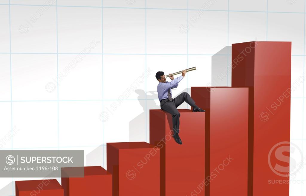 Stock Photo: 1198-108 Businessman sitting on a graph