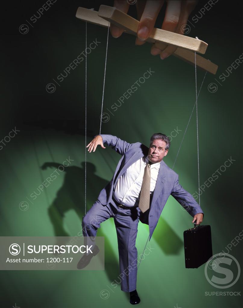 Stock Photo: 1200-117 High angle view of a businessman puppet