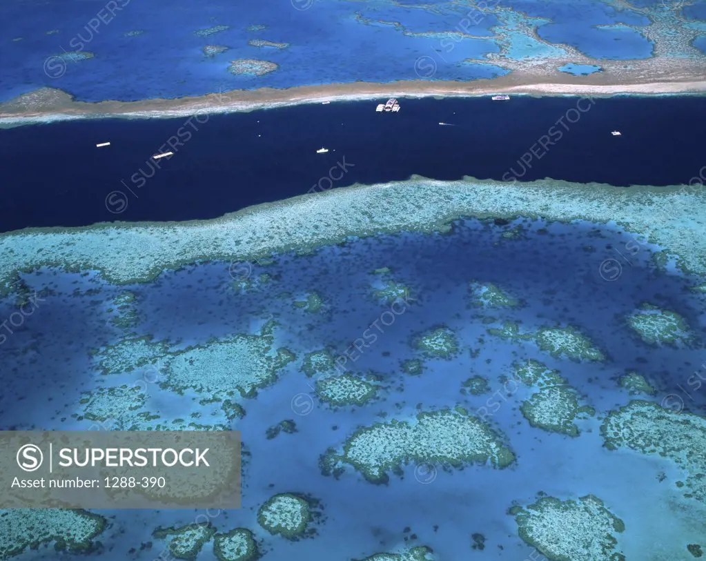 Aerial view of a coastline, Great Barrier Reef, Australia