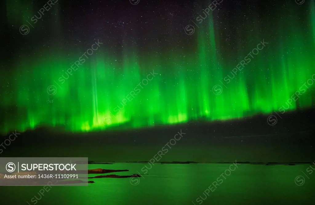 Aurora Borealis or Northern Lights, Stykkisholmur, Snaefellsnes Peninsula, Iceland.