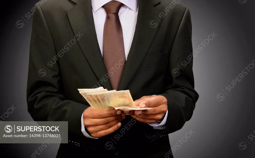 Businessman counting euros