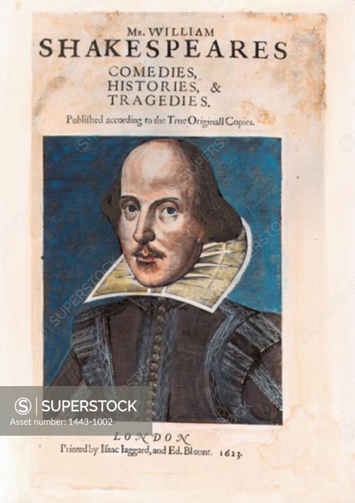 Stock Photo: 1443-1002 William Shakespeare (Title Page of First Folio Edition of His Plays)  1623 Martin Droeshout II (1601-1650 British) Copper engraving