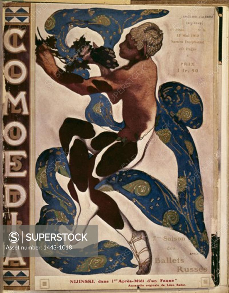 Stock Photo: 1443-1018 Cover of the Program for Debussy's Ballet "L'Apres-Midi d'un Faune" 1912 Leon Bakst (1866-1924 Russian)