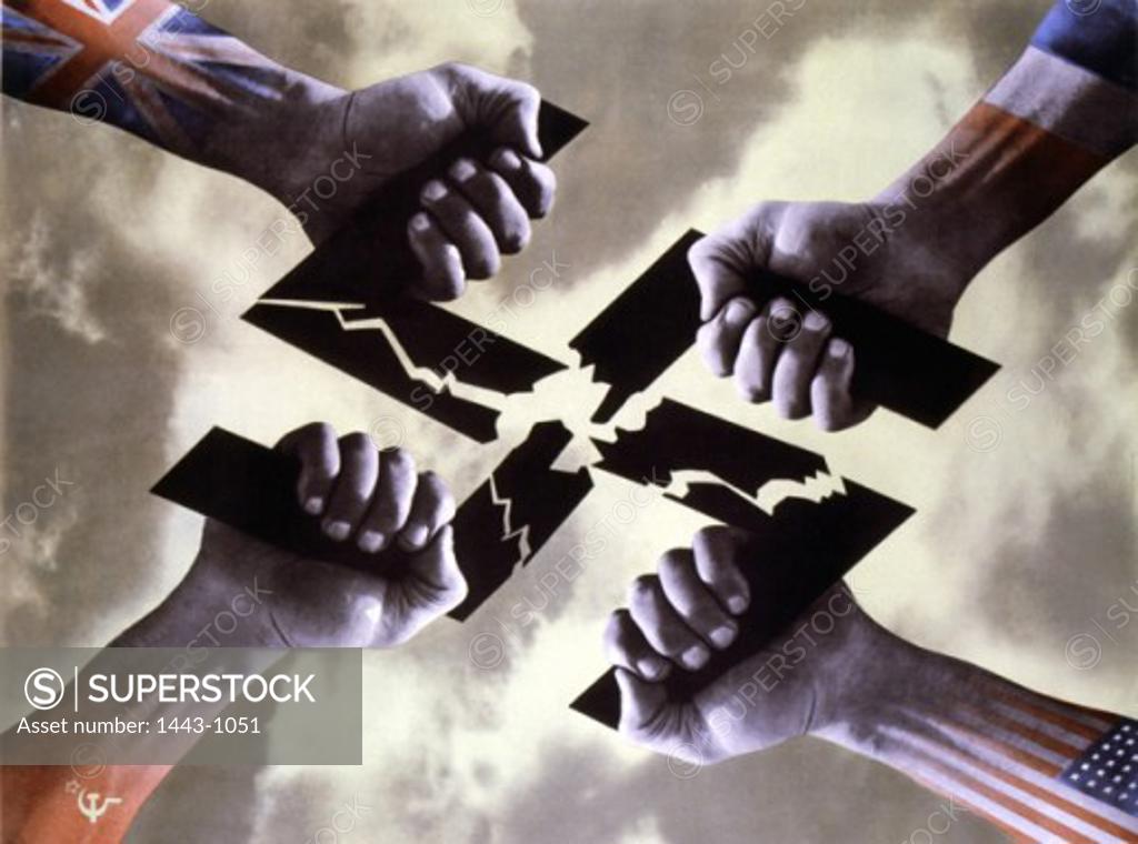 Stock Photo: 1443-1051 The Allies Destroy the Swastika 1943 Artist Unknown Poster