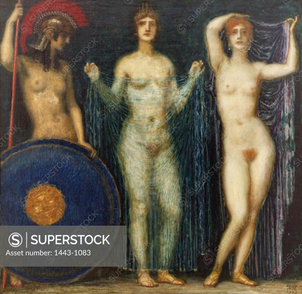 Stock Photo: 1443-1083 The Three Goddesses (Athena, Hera, & Aphrodite)  1922 Franz von Stuck (1863-1928 German) Oil on canvas