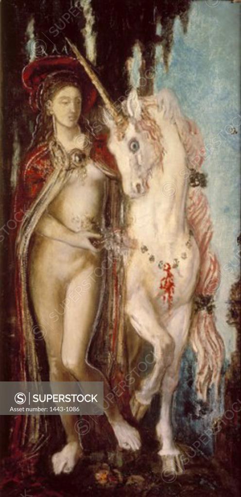 Stock Photo: 1443-1086 The Unicorn 1885 Gustave Moreau (1826-1898 French) Oil on canvas Musee Gustave Moreau, Paris, France