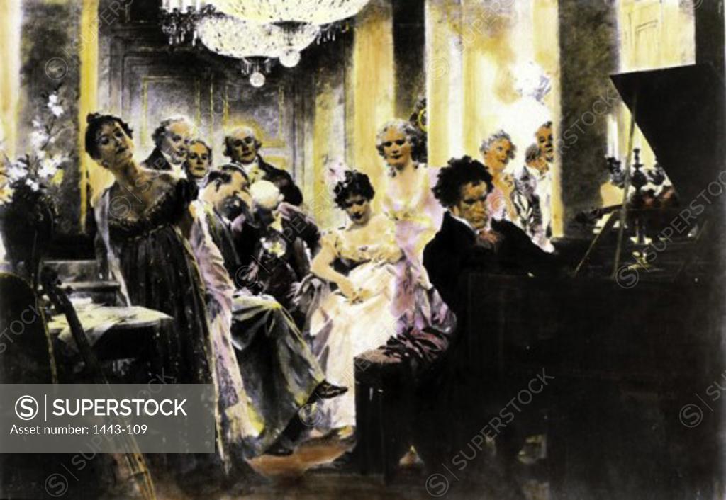 Stock Photo: 1443-109 Beethoven Plays at the House of Prince Lichnowsky  ca. 1900 Julius Schmid (1854-1935 German) 