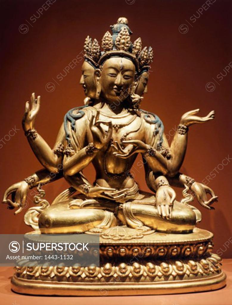 Stock Photo: 1443-1132 Ushnishavijaya (Buddhist Goddess)  Late 17th C. Tibetan-Chinese Art Brass State Hermitage Museum, St. Petersburg, Russia
