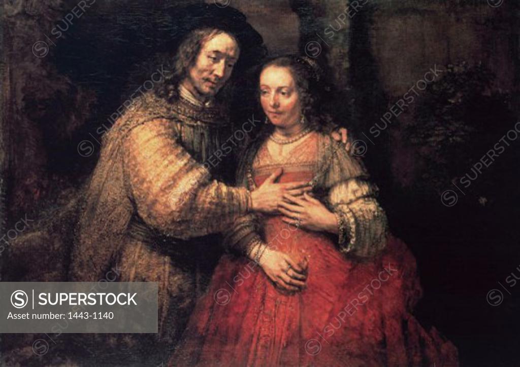 Stock Photo: 1443-1140 The Jewish Bride  1667 Rembrandt Harmensz van Rijn (1606-1669 Dutch) Oil on canvas Rijksmuseum, Amsterdam, Netherlands