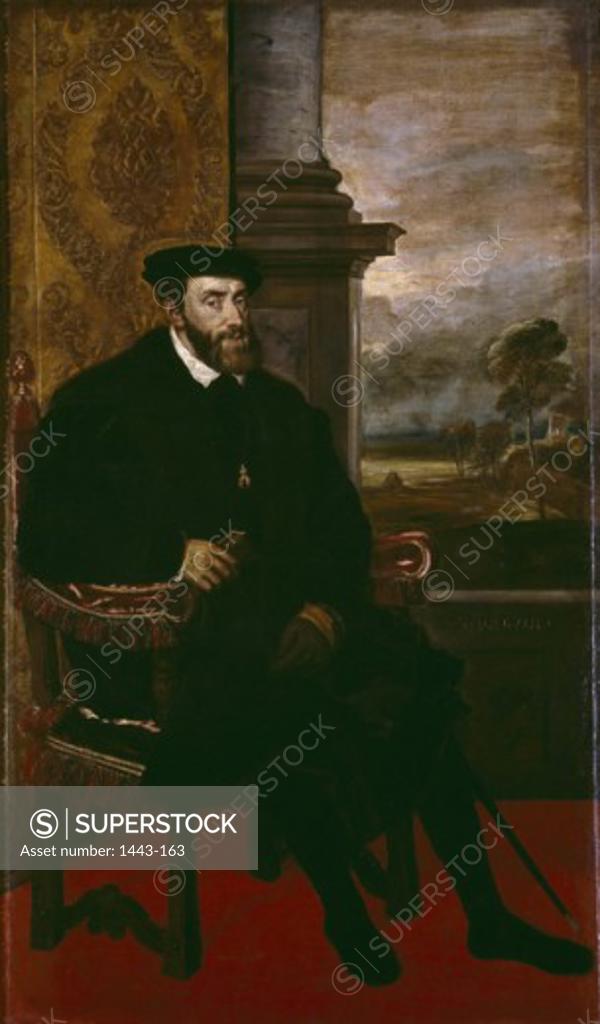 Stock Photo: 1443-163 Charles V 1548 Titian (ca.1485-1576 Italian)  Oil on canvas Alte Pinakothek, Munich, Germany