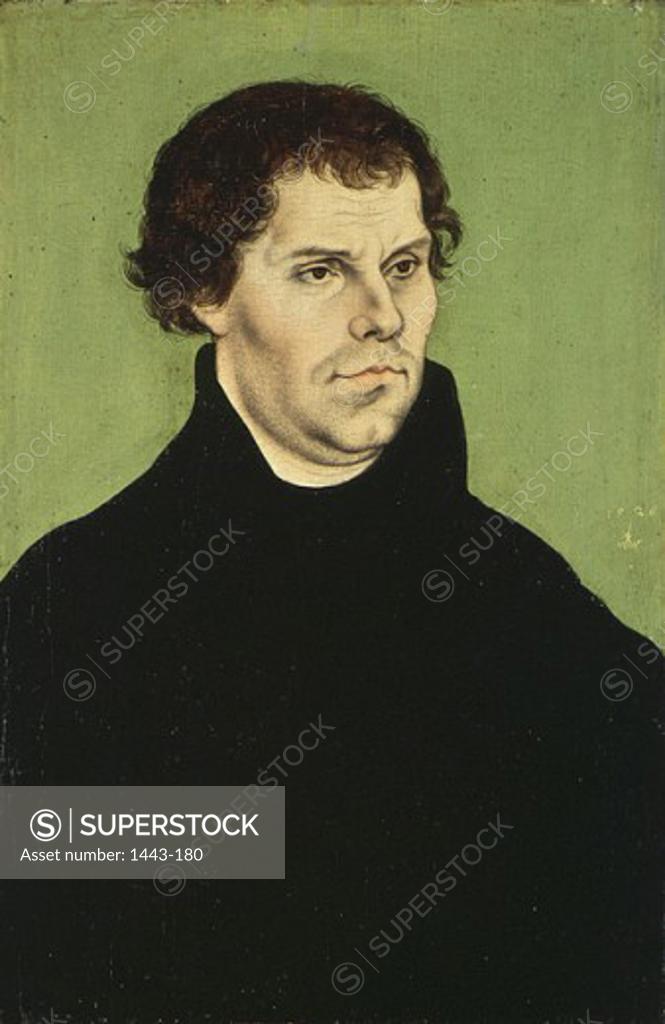 Stock Photo: 1443-180 Martin Luther  1526 Lucas Cranach the Elder (1472-1553 German) Oil on wood National Museum of Stockholm, Sweden
