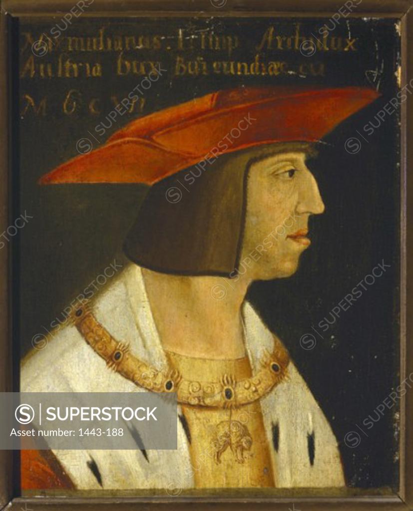 Stock Photo: 1443-188 Maximilian I, Holy Roman Emperor ca. 1515 Artist Unknown Oil on wood Museo de Santa Cruz, Toledo, Spain
